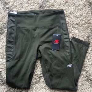 NWT New Balance Impact Heat Tight Leggings in Olive Green